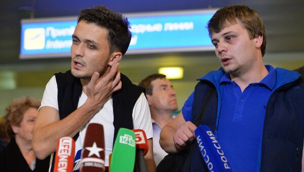Встреча освобожденных на Украине журналистов российского телеканала Звезда