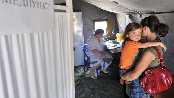 Пункт пропуска и лагерь для беженцев из Украины, архивное фото