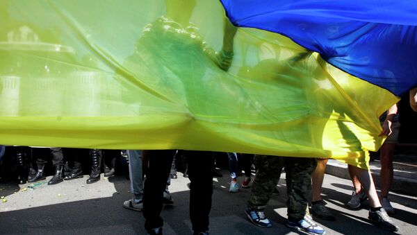 Митинг украинских радикалов у Российского посольства в Киеве
