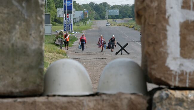 Блокпост бойцов народного ополчения возле Краматорска