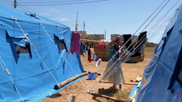 Палаточный лагерь для беженцев в Севастополе