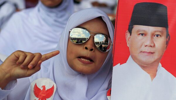 Агитация за кандидата в президенты Индонезии Прабово Субианто