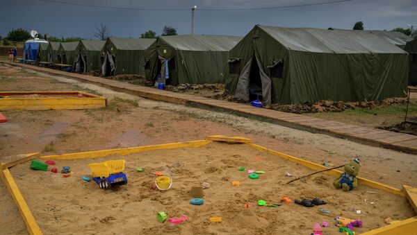 Детские песочницы в лагере для беженцев из Украины в Ростовской области