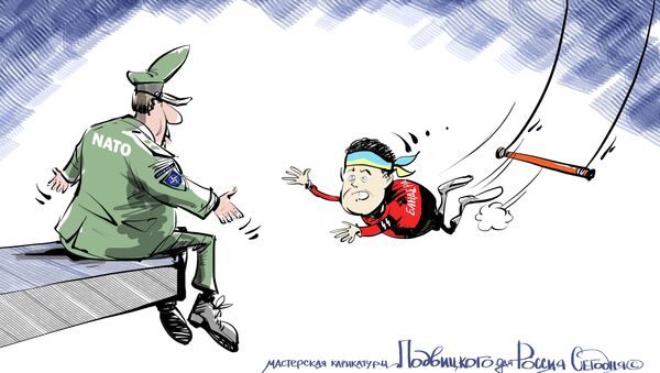 Украина – НАТО: генеральная репетиция – смертельный прыжок! Карикатура