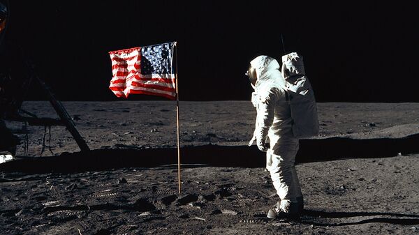 Изображение NASA c астронавтом Баззом Олдрином на поверхности Луны