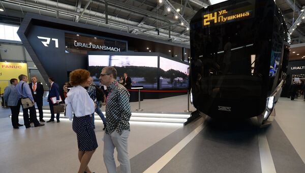 Трамвай R1 компании УВЗ на Международной промышленной выставке Иннопром в Екатеринбурге