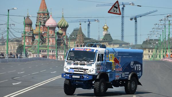 Автомобиль команды КАМАЗ-Мастер во время шоу Moscow City Racing в Москве. Архивное фото