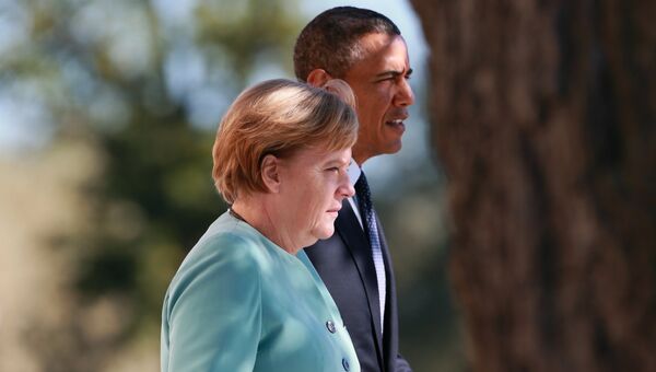 Федеральный канцлер Германии Ангела Меркель и Президент Соединенных Штатов Америки (США) Барак Обама. Архивное фото