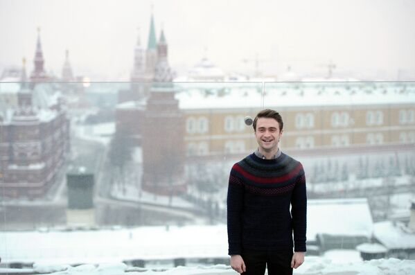 Британский актер Дэниел Рэдклифф на фотоколле в отеле Ритц-Карлтон в Москве
