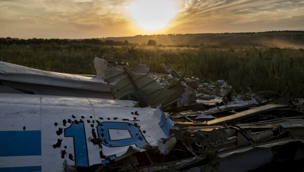 Обломки самолета Ан-26 вооруженных сил Украины, сбитого бойцами народного ополчения