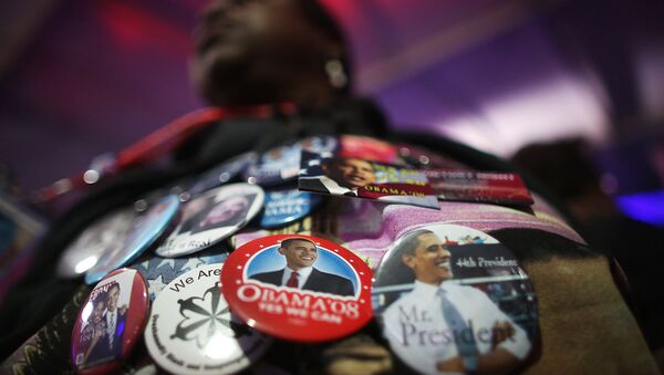 Значки с изображением президента США Барака Обамы. Архивное фото