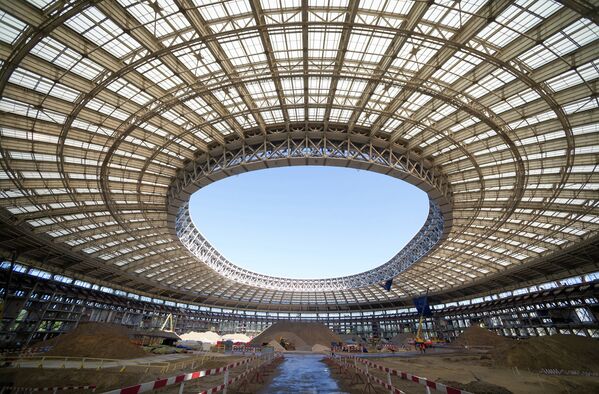 Осмотр хода реконструкции Большой спортивной арены Лужники