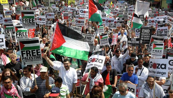 Демонстрация в Лондоне против спецоперации Израиля в Газе