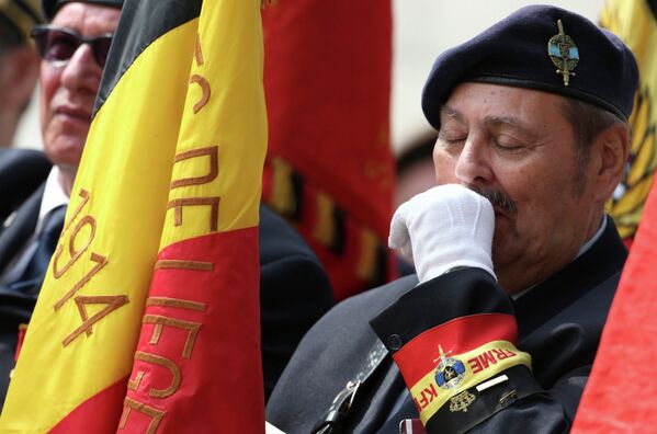 Ветеран на церемонии, посвященной столетию с начала Первой Мировой войны, в городе Льеж, Бельгия