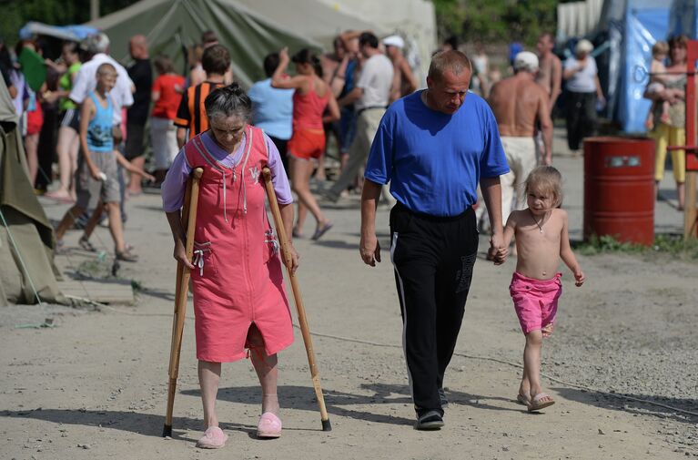 Лагерь украинских беженцев в населенном пункте Гуково Ростовской области