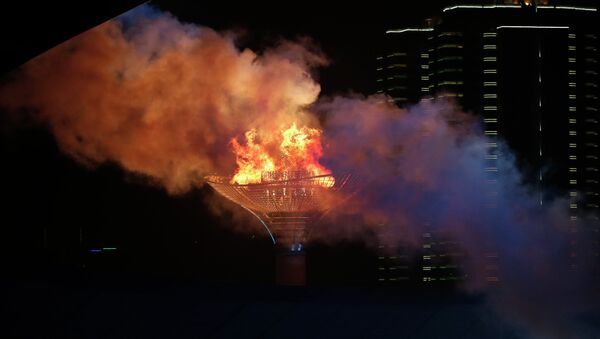 Церемония зажжения олимпийского огня юношеских Игр в Нанкине