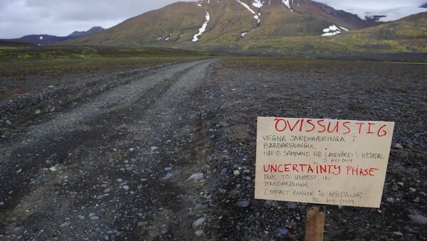 Предупреждающие знаки в районе вулкана Бардарбунга в Исландии