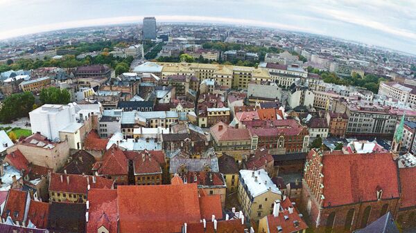Вид на город Рига. Латвия. Архивное фото