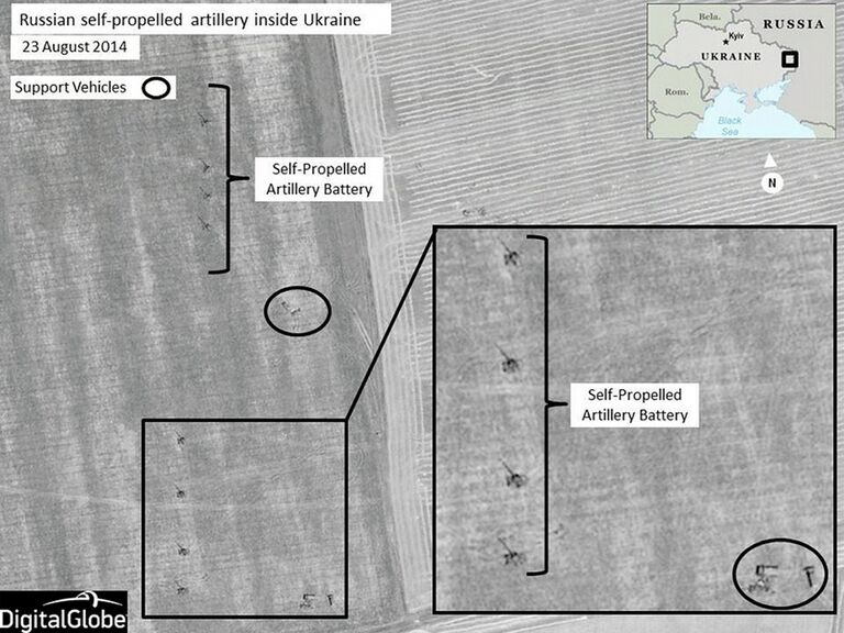 Спутниковый снимок от 23 августа 2014, якобы доказывающий присутствие РФ на Украине Спутниковый снимок от 23 августа 2014, якобы доказывающий присутствие РФ на Украине