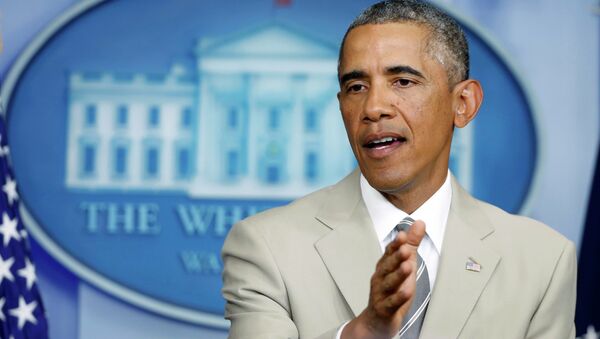 Президент США Барак Обама на пресс-конференции в Белом доме. Архивное фото