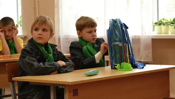 Дети беженцев из Украины в школе в Курской области. Архивное фото