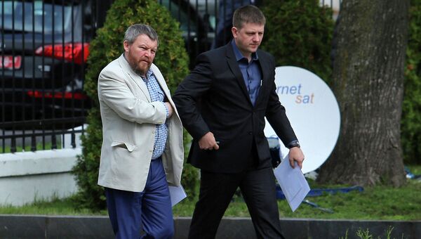 Представители ополчения Андрей Пургин и Алексей Карякин на переговорах в Минске. 2 сентября 2014