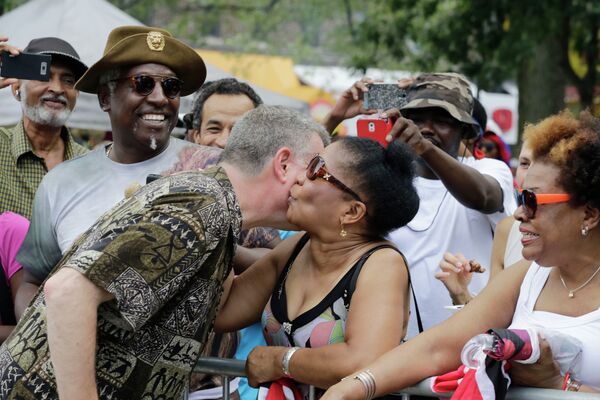 Мэр Нью-Йорка Билл де Блазио на West Indian Day Parade