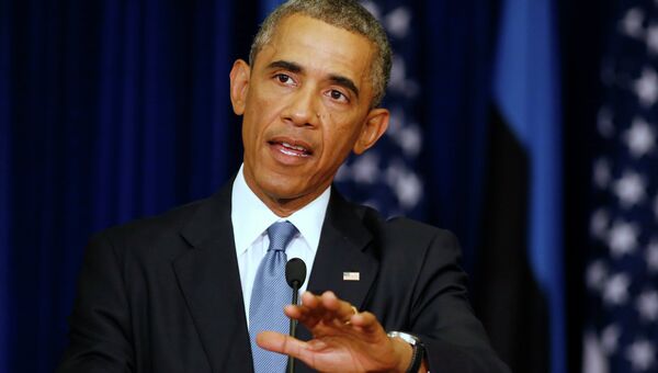 Президент Соединенных Штатов Америки Барак Обама на пресс-конфиренции во время визита в Эстонию