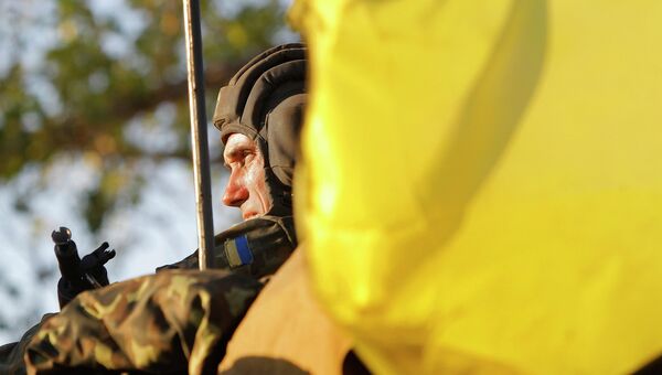 Солдат Украинской армии недалеко от Мариуполя. Архивное фото