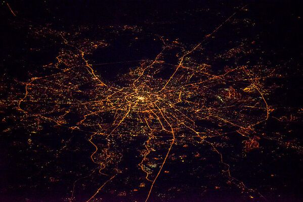 Ночная Москва с борта МКС