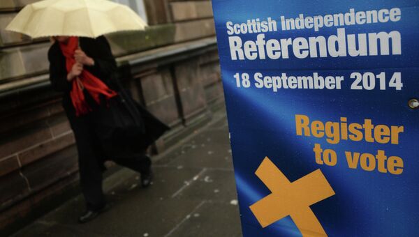 Уличная агитация в Эдинбурге перед референдумом о независимости Шотландии. Архивное фото
