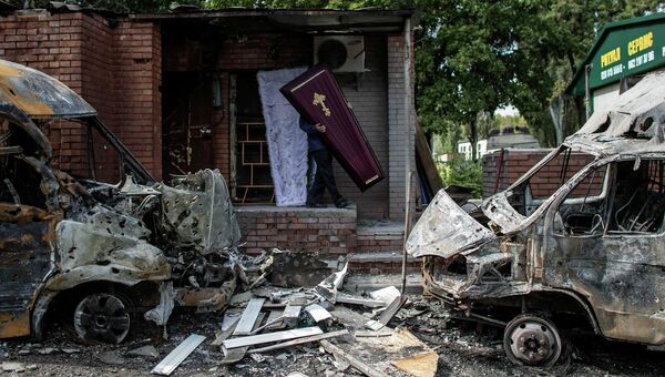 Последствия обстрела Донецка. 16 сентября 2014