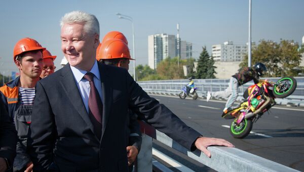 Открытие движения по эстакаде на Можайском шоссе. Мэр Москвы Сергей Собянин