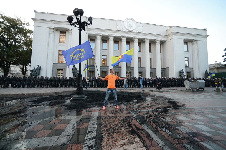 Участник митинга в поддержку принятия законопроекта о люстрации органов госвласти