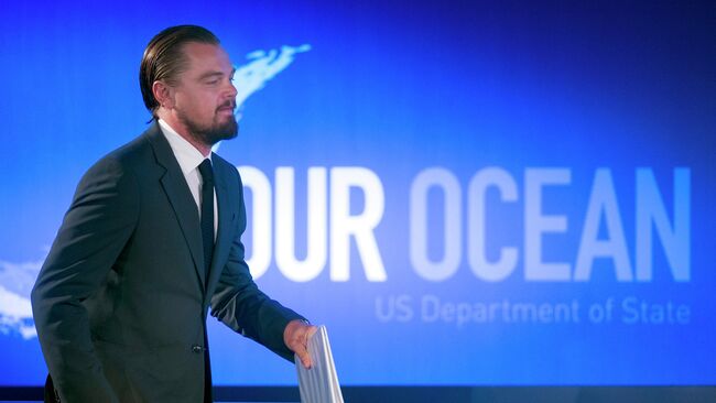 Леонардо Ди Каприо выступает на конференции Our Ocean Госдепартамента США в Вашингтоне, 17 июня 2014 год