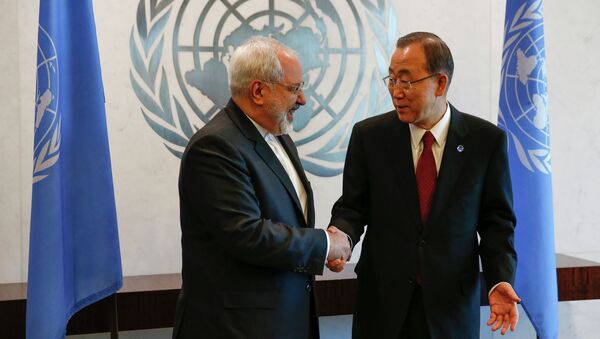 Глава МИД Ирана Джавад Зариф и генсек ООН Пан Ги Мун