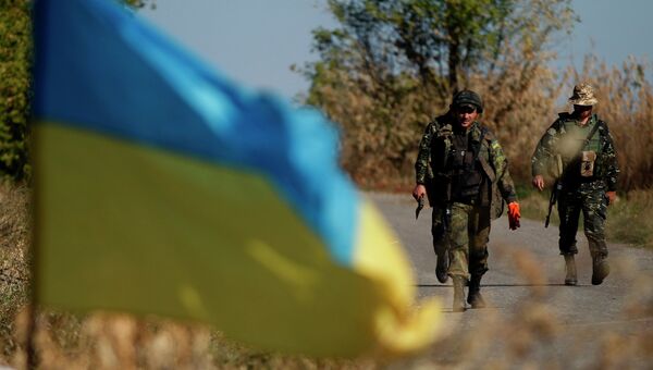 Украинские военные возле Горловки