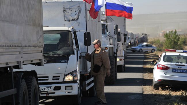 Подготовка к отправке третьего гуманитарного конвоя в Ростовской области