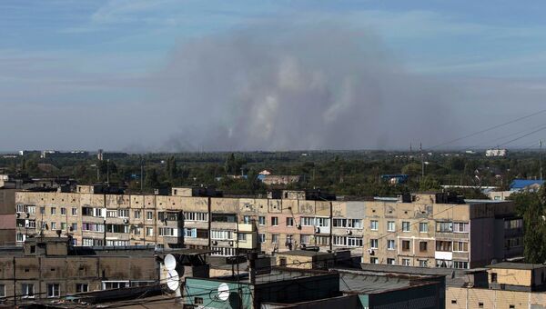 Последствия обстрела на окраине Донецка, 20 сентября 2014 года