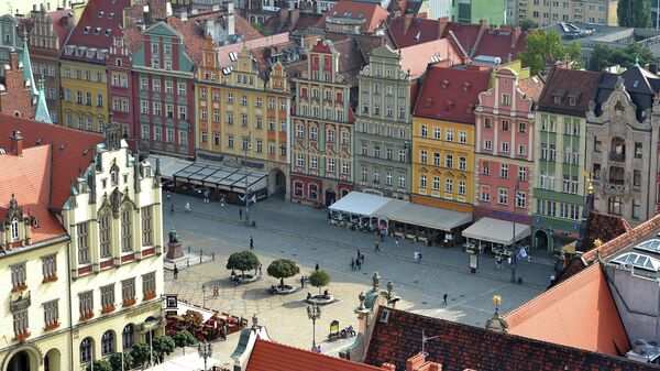 Вид на центральную часть Вроцлава, Польша. Архивное фото
