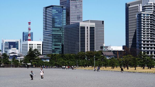Вид на офисные здания в городе Токио. Архивное фото