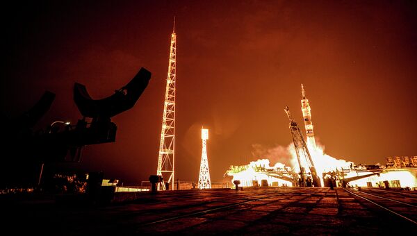 Старт ракеты Союз ТМА-14М на космодроме Байконур. Архивное фото