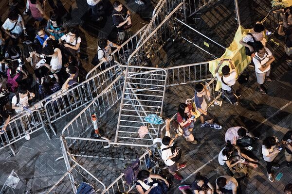 Баррикады в Гонконге во время акции протеста
