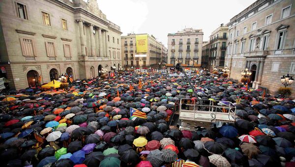 Митинг сторонников независимости Каталонии в Барселоне