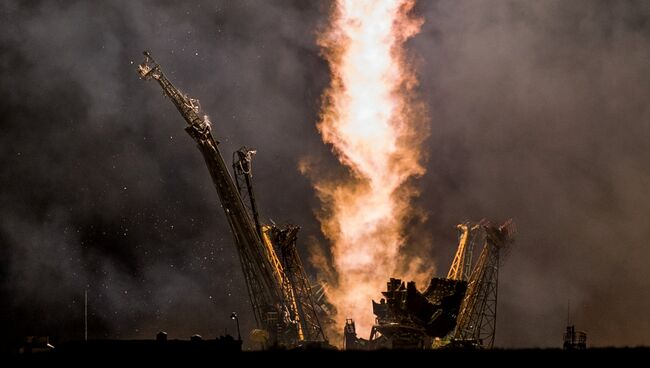 Старт ракеты Союз ТМА-14М на космодроме Байконур. Архивное фото