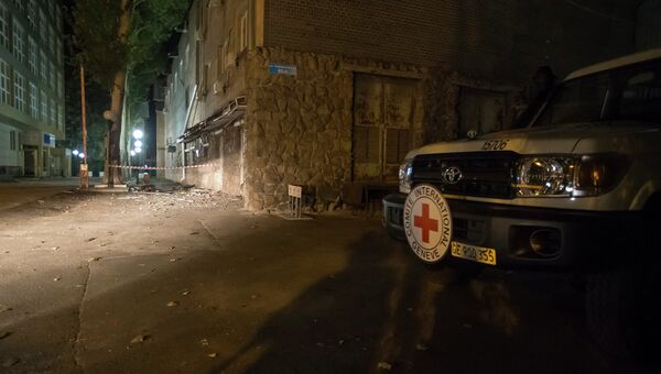 Место гибели сотрудника красного креста в Донецке