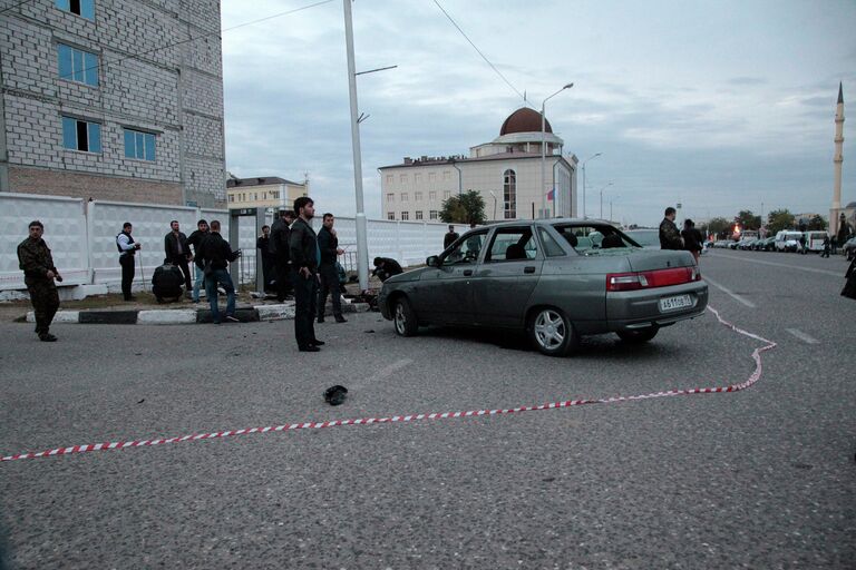 Место взрыва в Грозном