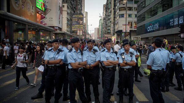Полиция на митинге в Гонконге. Архивное фото