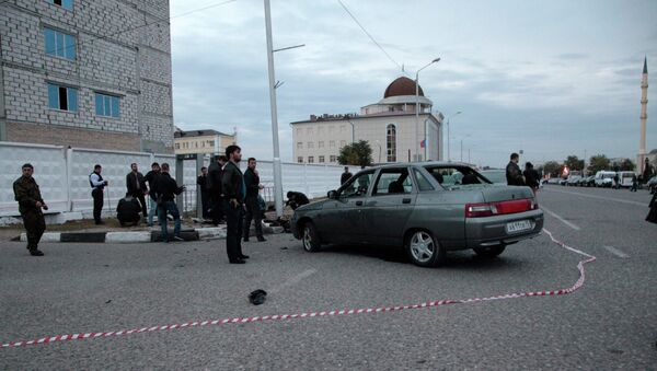 Полиция оцепила место взрыва в областной столице, Грозном. Архивное фото