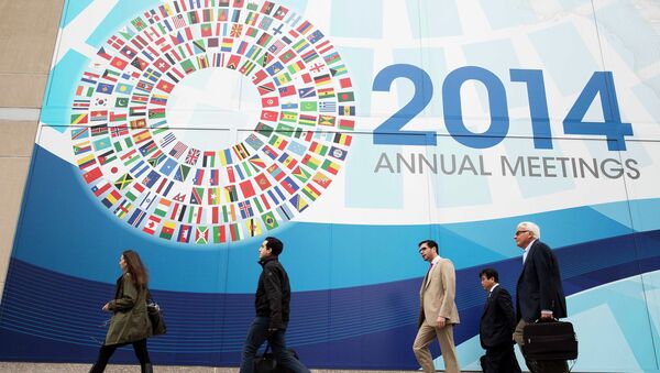 Афиша ежегодной встречи минфинов и глав ЦБ стран G20 в рамках ежегодных сессий МВФ в Вашингтоне